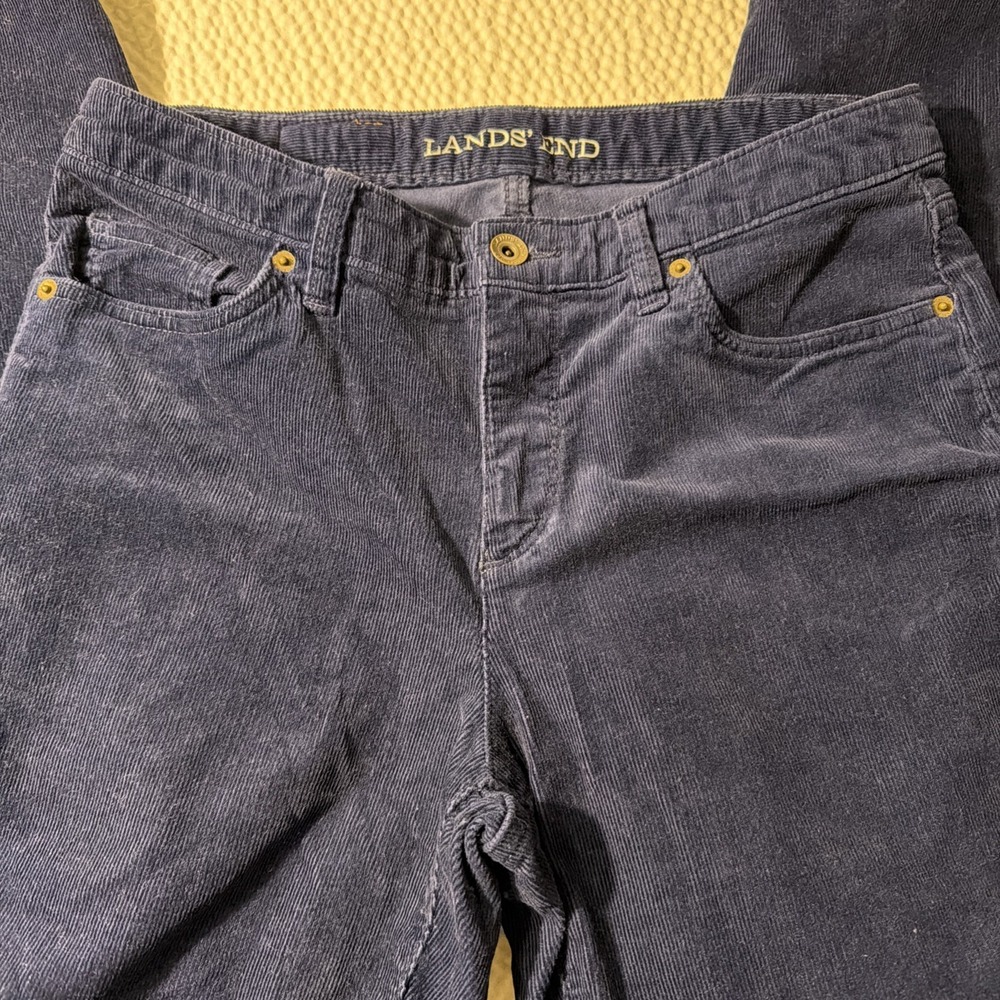 LANDS' END Deep Royal Blue Mid Rise Straight Corduroy Pants Women's Size 8 EUC